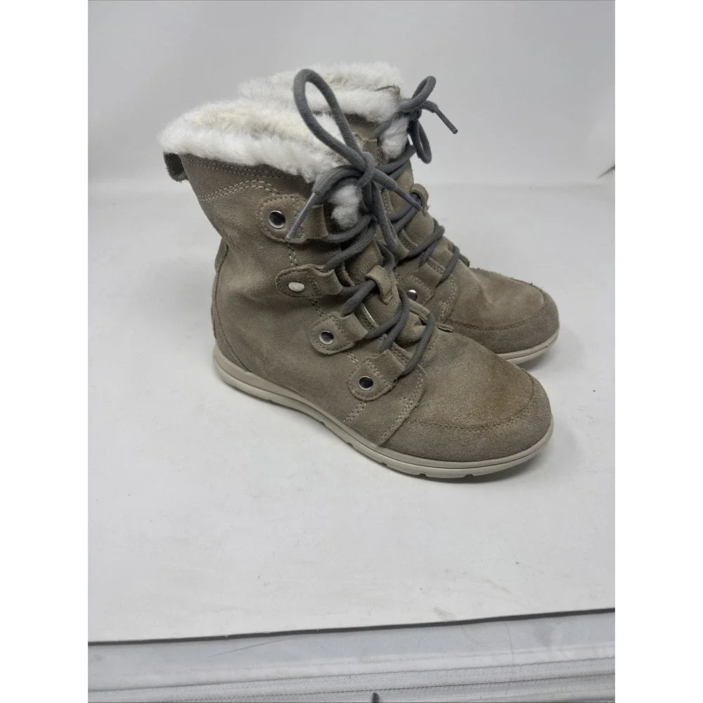 Sorel Explorer NL3424-271 Ivory Gray Waterproof Insulated Boots Womens 7.5
